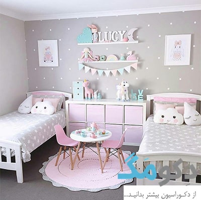 دکوراسیون اتاق خواب دخترانه دونفره