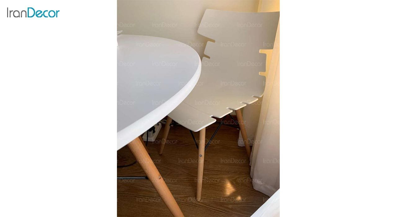 تصویر صندلی پایه ایفلی چوبی بنیزان مدل مرجان کد M500