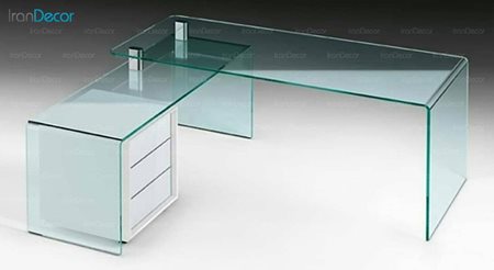 تصویر میز مدیریتی شیشه ای اطلس مدل L2000