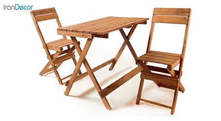 تصویر ست دو نفره میز و صندلی تاشو چوبی مدل مزرعه