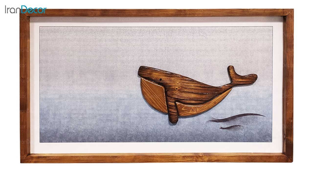 تابلو کلاژ چوبی طرح نهنگ مدل T2019