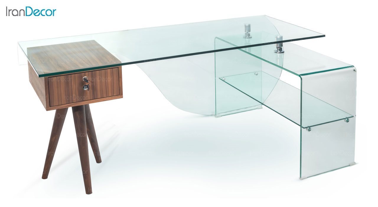 میز مدیریتی شیشه ای خم مدل آرتا