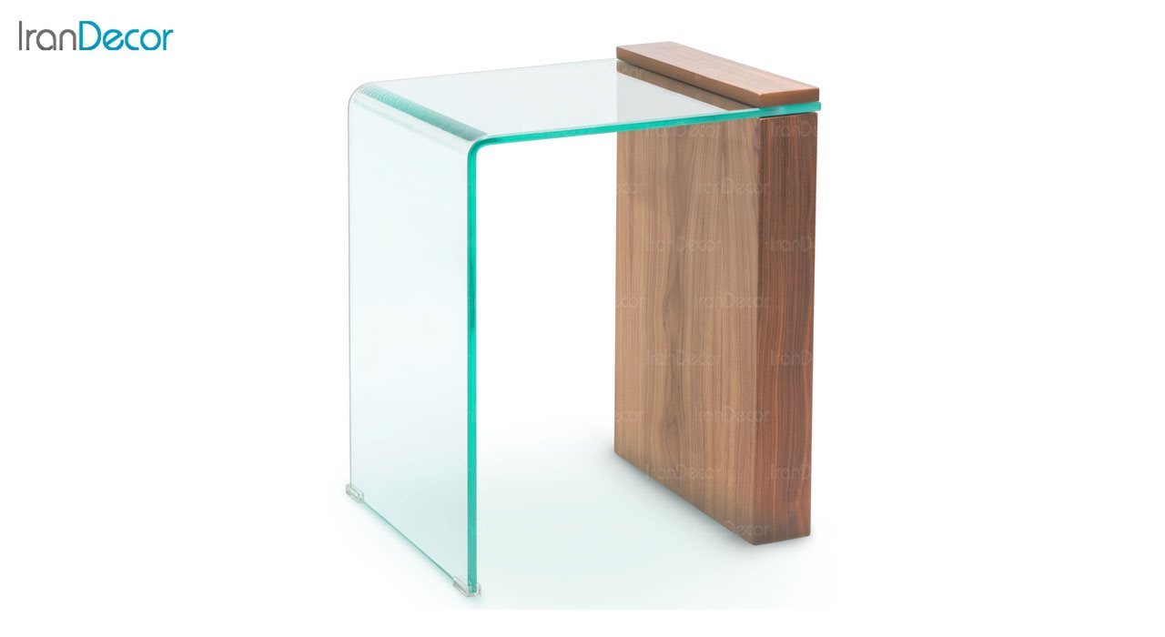میز عسلی شیشه ای خم مدل هیبرید