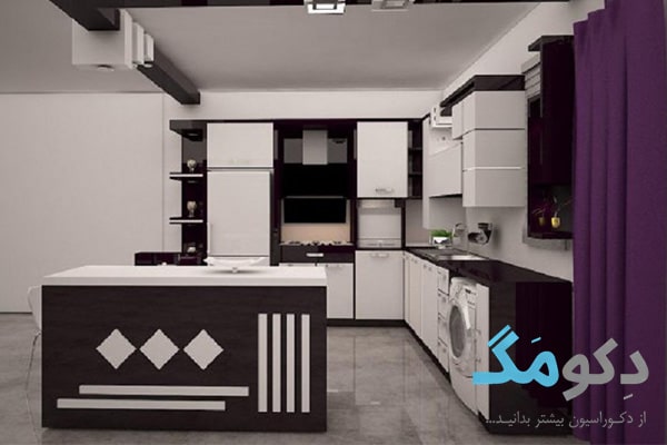 کابینت سفید مدرن و مشکی