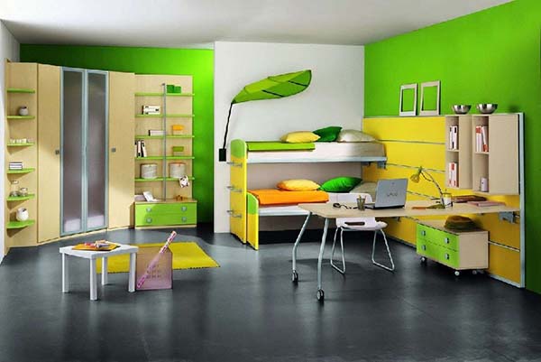 اتاق خواب سبز و زرد