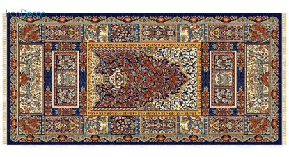 فرش ماشینی کناره مدل قم سورمه ای رنگ از کرامتیان