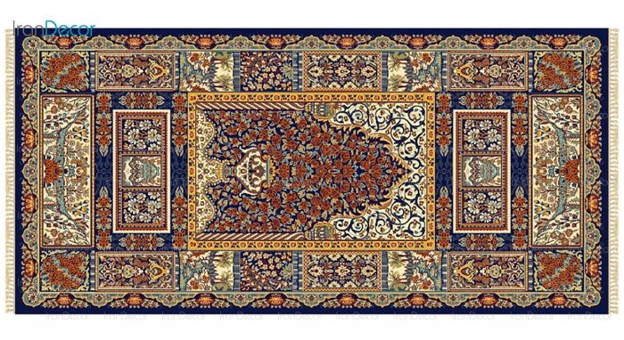 فرش ماشینی کناره مدل قم سورمه ای رنگ از کرامتیان