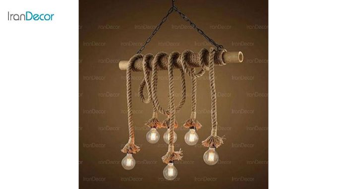 چراغ آویز مدرن چوبی شش شعله آرتا مدل 101/6