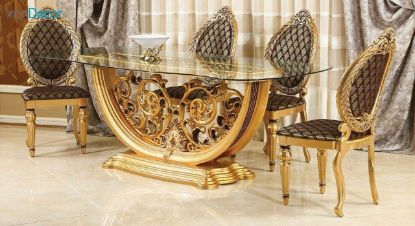 سرویس ناهار خوری کلاسیک ماهان مدل رزنتال با صندلی بنتیس