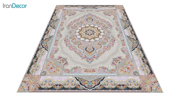 عکس فرش ماشینی 1200 شانه کشمیر طرح تاج محل نقره ای