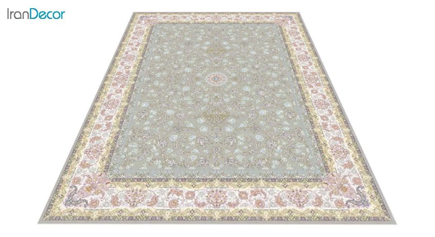 عکس فرش ماشینی 1200 شانه کشمیر طرح  کاخ نقره ای حاشیه کرم