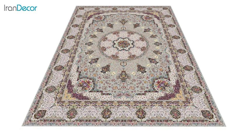 عکس فرش ماشینی 1200 شانه کشمیر طرح گلنوش نقره ای