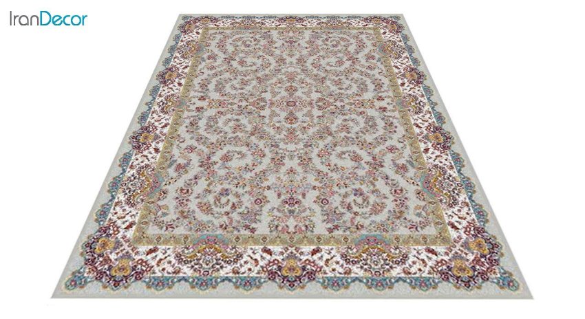 عکس فرش ماشینی 1200 شانه کشمیر طرح مراغه نقره ای