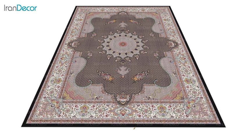 عکس فرش ماشینی 1200 شانه کشمیر طرح ماهی درباری مشکی