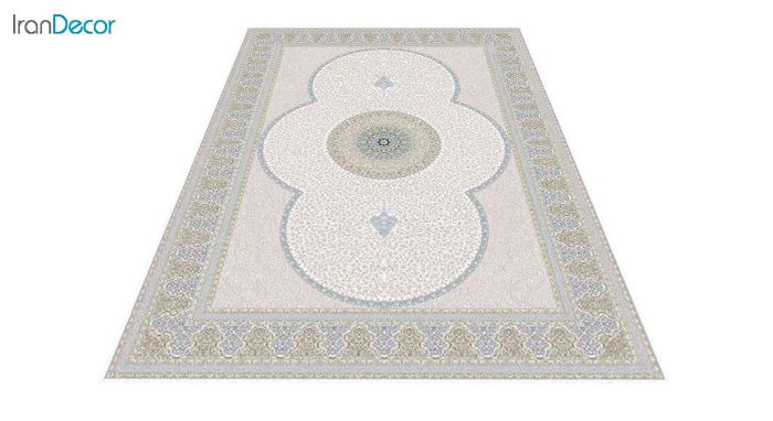 عکس فرش ماشینی 1200 شانه گل برجسته کشمیر طرح الماس کرم