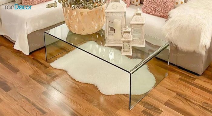 تصویر میز جلو مبلی شیشه ای فوق شفاف مدل کیمیا از اطلس