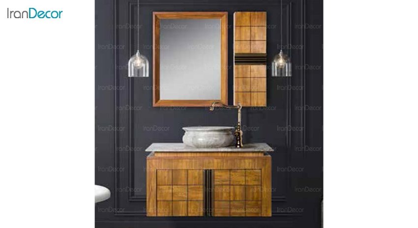 عکس ست روشویی کابینتی طرح چوب مدل ویستا