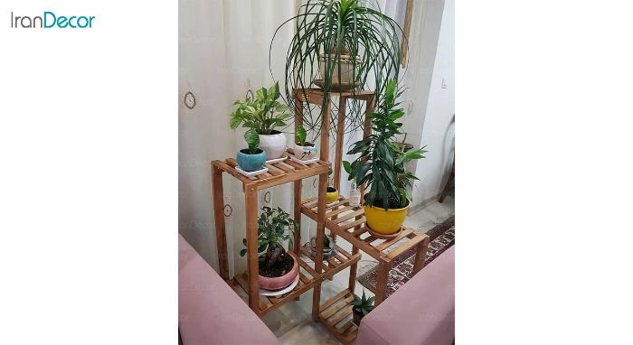 تصویر استند گل و گیاه چوبی مدل W37