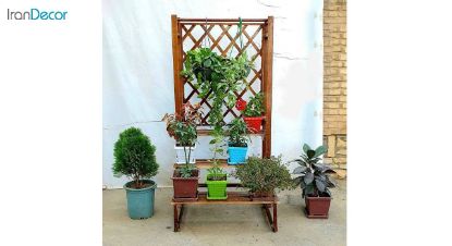 تصویر استند گل و گیاه چوبی مدل W66