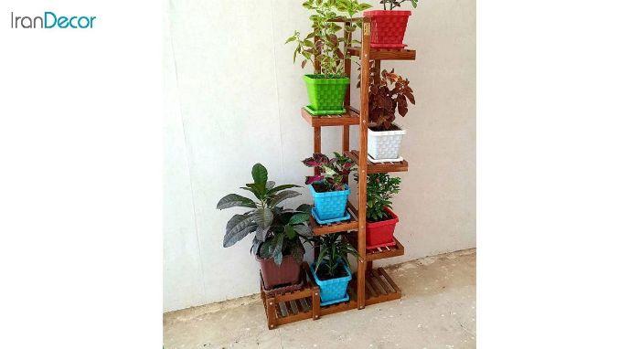 تصویر استند گل و گیاه چوبی مدل آبنوس کد W70