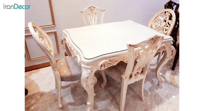 تصویر سرویس میز ناهار خوری سلطنتی مدل روبینا با صندلی روبینا و ویونا
