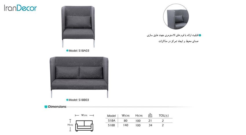 تصویر سرویس مبل اداری آرام گستر مدل باران 518