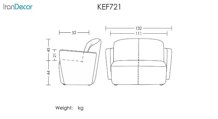 تصوير مبل دو نفره آرتمن مدل KEF 721