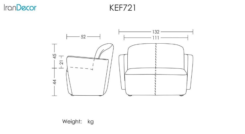 تصوير مبل دو نفره آرتمن مدل KEF 721