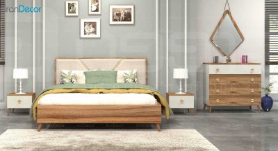 سرویس خواب دو نفره کاجی مدل لوتوس