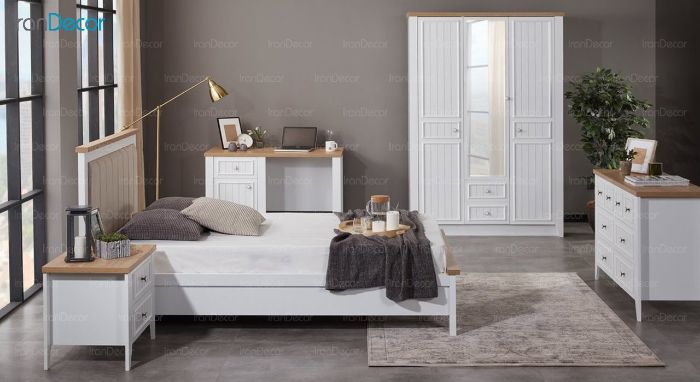 سرویس خواب دو نفره کاجی مدل لیون